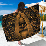 Gold Odin With Huginn And Muninn Print Beach Sarong Wrap