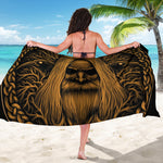 Gold Odin With Huginn And Muninn Print Beach Sarong Wrap