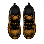 Gold Odin With Huginn And Muninn Print Black Sneakers