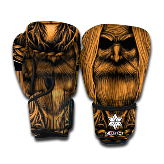 Gold Odin With Huginn And Muninn Print Boxing Gloves