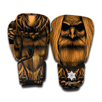 Gold Odin With Huginn And Muninn Print Boxing Gloves