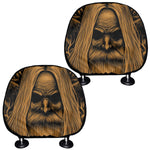 Gold Odin With Huginn And Muninn Print Car Headrest Covers