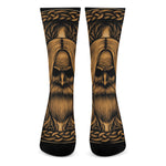 Gold Odin With Huginn And Muninn Print Crew Socks