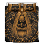 Gold Odin With Huginn And Muninn Print Duvet Cover Bedding Set