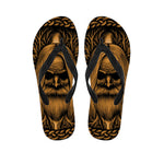 Gold Odin With Huginn And Muninn Print Flip Flops