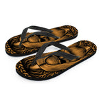 Gold Odin With Huginn And Muninn Print Flip Flops