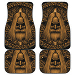 Gold Odin With Huginn And Muninn Print Front and Back Car Floor Mats