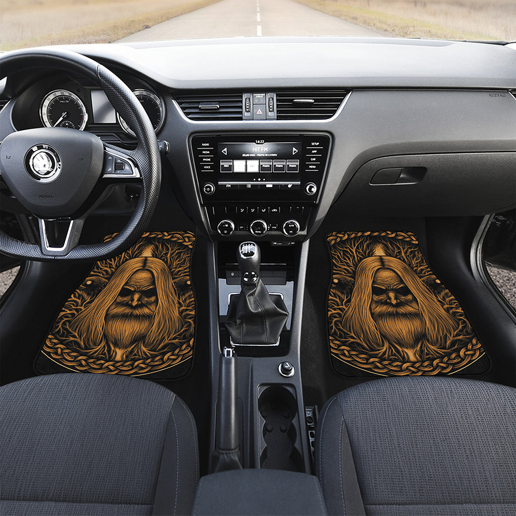 Gold Odin With Huginn And Muninn Print Front and Back Car Floor Mats