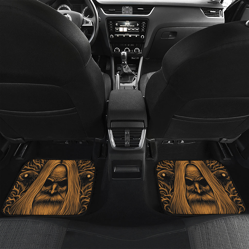 Gold Odin With Huginn And Muninn Print Front and Back Car Floor Mats
