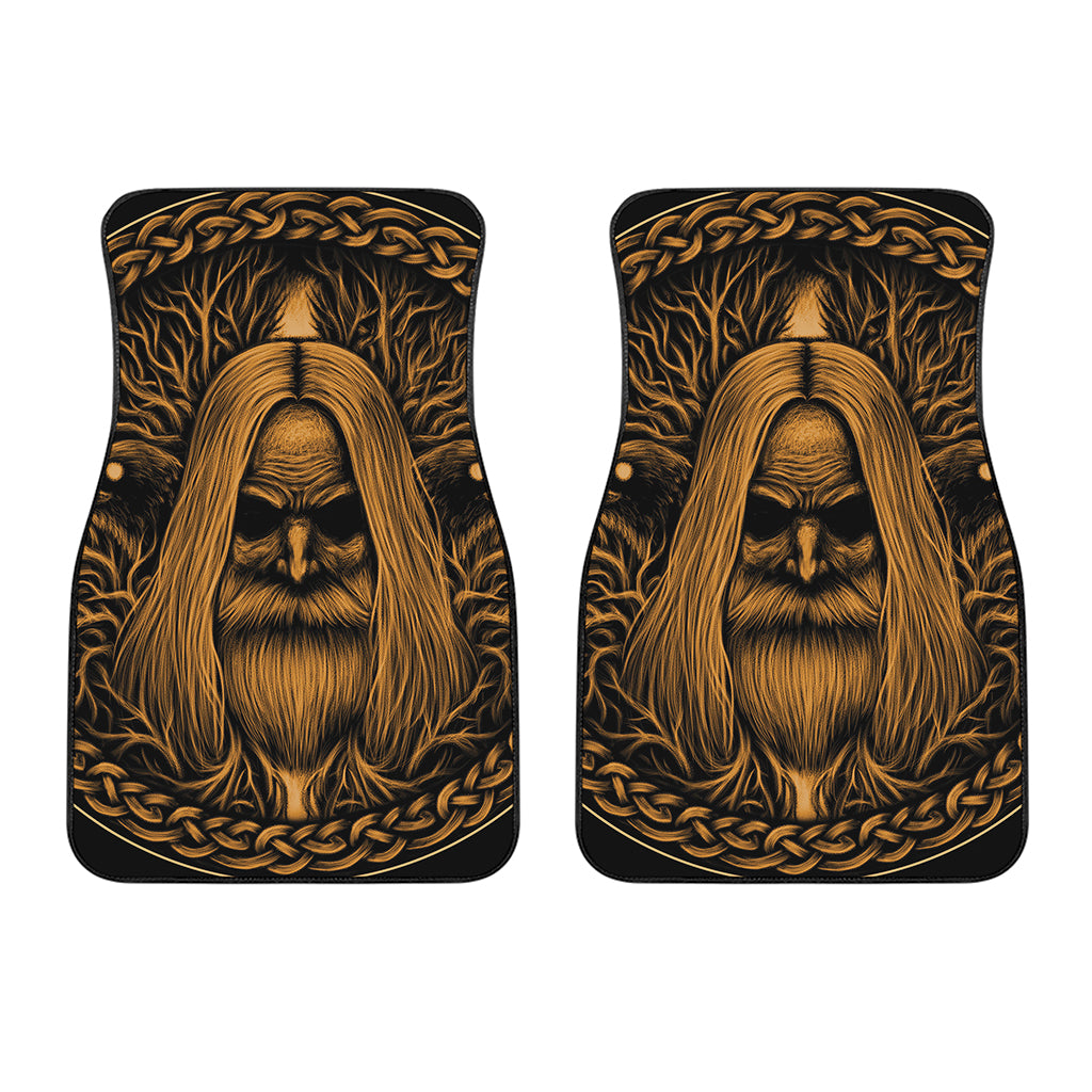 Gold Odin With Huginn And Muninn Print Front Car Floor Mats