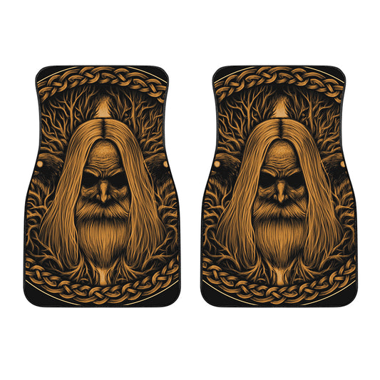 Gold Odin With Huginn And Muninn Print Front Car Floor Mats