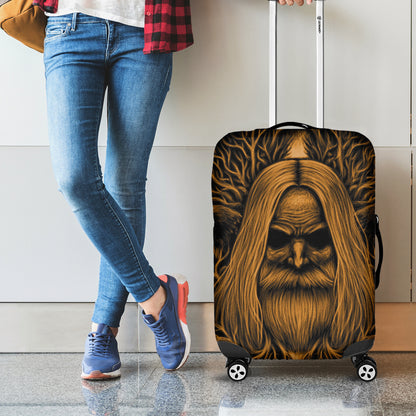 Gold Odin With Huginn And Muninn Print Luggage Cover