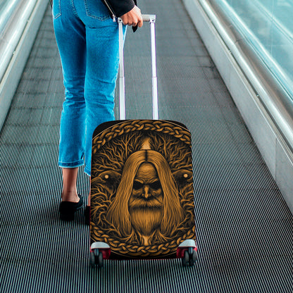 Gold Odin With Huginn And Muninn Print Luggage Cover