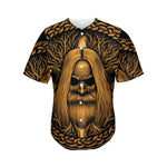 Gold Odin With Huginn And Muninn Print Men's Baseball Jersey