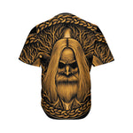 Gold Odin With Huginn And Muninn Print Men's Baseball Jersey