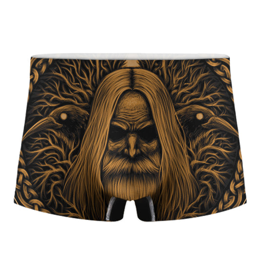 Gold Odin With Huginn And Muninn Print Men's Boxer Briefs