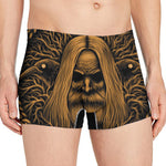 Gold Odin With Huginn And Muninn Print Men's Boxer Briefs