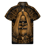 Gold Odin With Huginn And Muninn Print Men's Short Sleeve Shirt