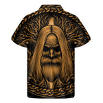 Gold Odin With Huginn And Muninn Print Men's Short Sleeve Shirt