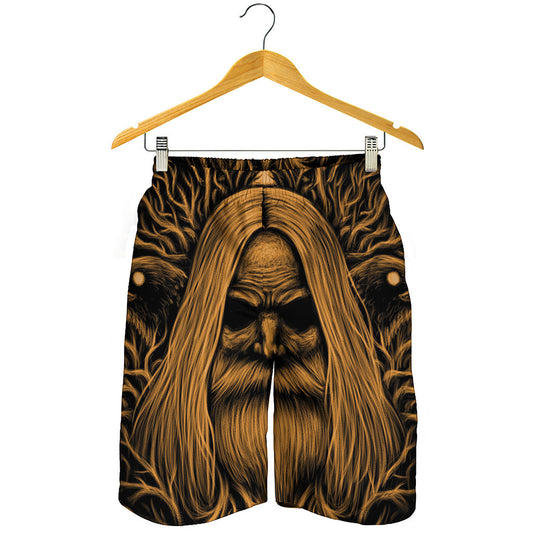 Gold Odin With Huginn And Muninn Print Men's Shorts