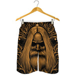 Gold Odin With Huginn And Muninn Print Men's Shorts