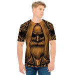 Gold Odin With Huginn And Muninn Print Men's T-Shirt