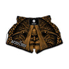 Gold Odin With Huginn And Muninn Print Muay Thai Boxing Shorts