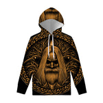Gold Odin With Huginn And Muninn Print Pullover Hoodie