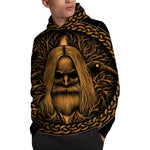 Gold Odin With Huginn And Muninn Print Pullover Hoodie