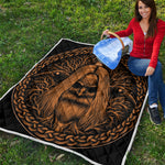 Gold Odin With Huginn And Muninn Print Quilt
