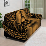 Gold Odin With Huginn And Muninn Print Sofa Cover
