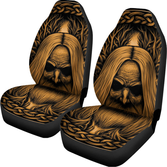Gold Odin With Huginn And Muninn Print Universal Fit Car Seat Covers