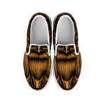 Gold Odin With Huginn And Muninn Print White Slip On Shoes