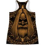 Gold Odin With Huginn And Muninn Print Women's Racerback Tank Top