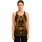 Gold Odin With Huginn And Muninn Print Women's Racerback Tank Top