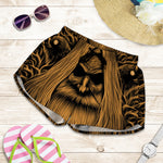 Gold Odin With Huginn And Muninn Print Women's Shorts