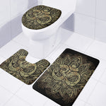 Gold Om Lotus Print 3 Piece Bath Mat Set