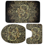Gold Om Lotus Print 3 Piece Bath Mat Set