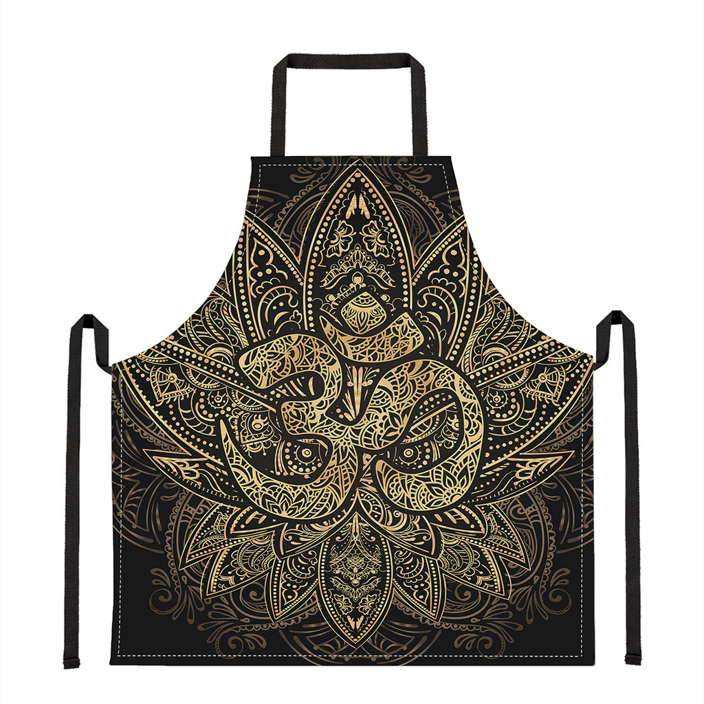 Gold Om Lotus Print Apron