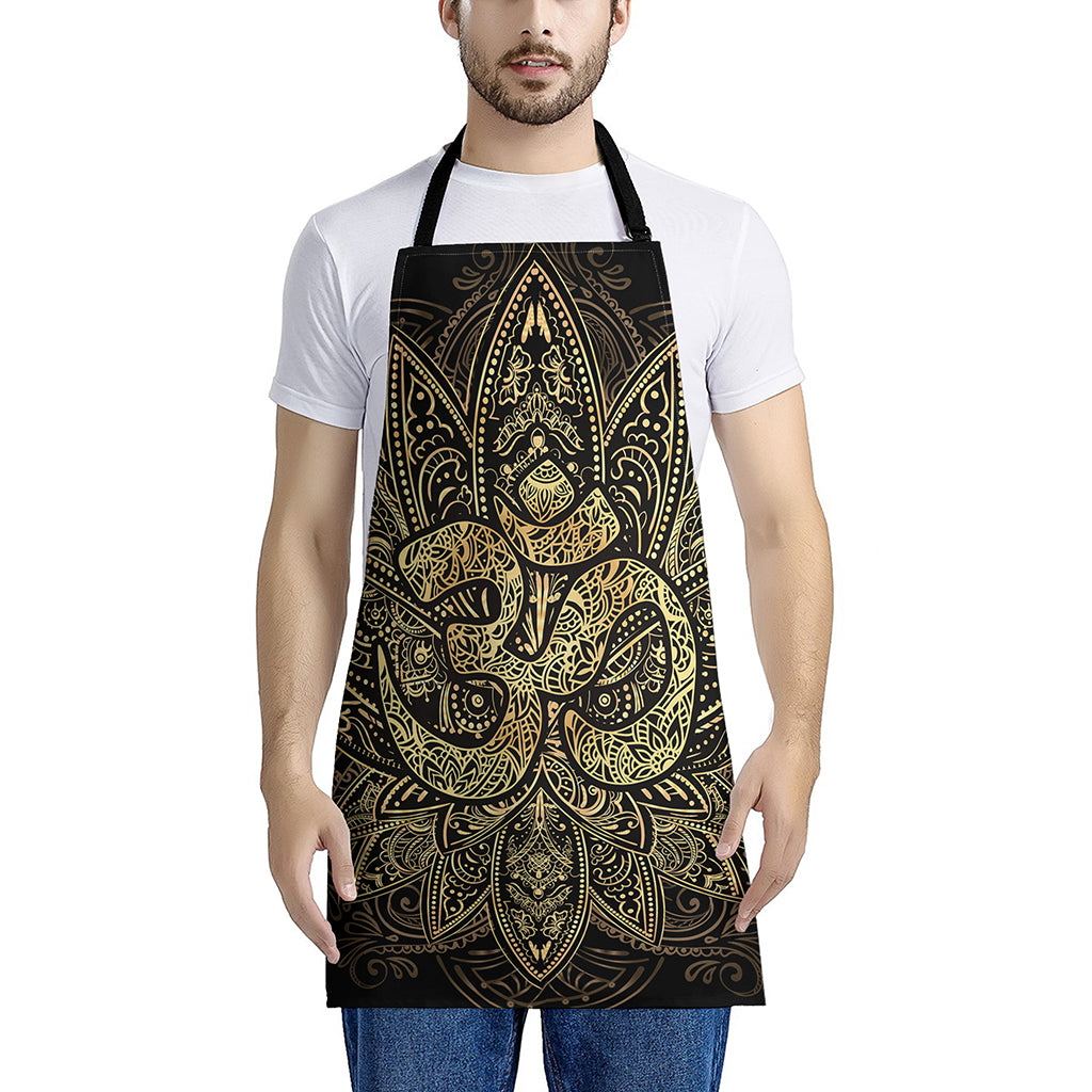 Gold Om Lotus Print Apron