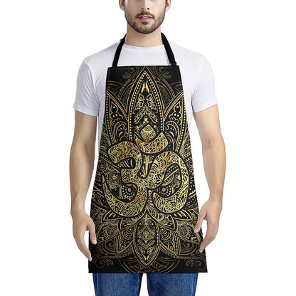 Gold Om Lotus Print Apron