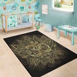 Gold Om Lotus Print Area Rug