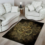 Gold Om Lotus Print Area Rug