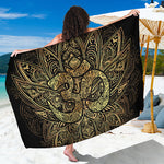 Gold Om Lotus Print Beach Sarong Wrap
