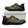 Gold Om Lotus Print Black Running Shoes
