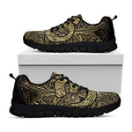 Gold Om Lotus Print Black Sneakers