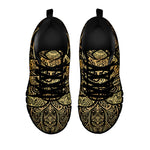Gold Om Lotus Print Black Sneakers