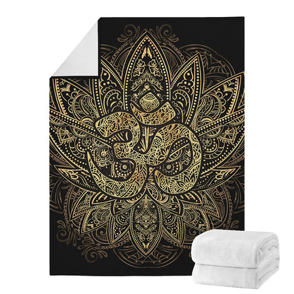 Gold Om Lotus Print Blanket