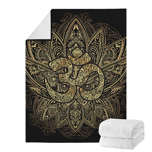 Gold Om Lotus Print Blanket