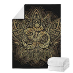 Gold Om Lotus Print Blanket